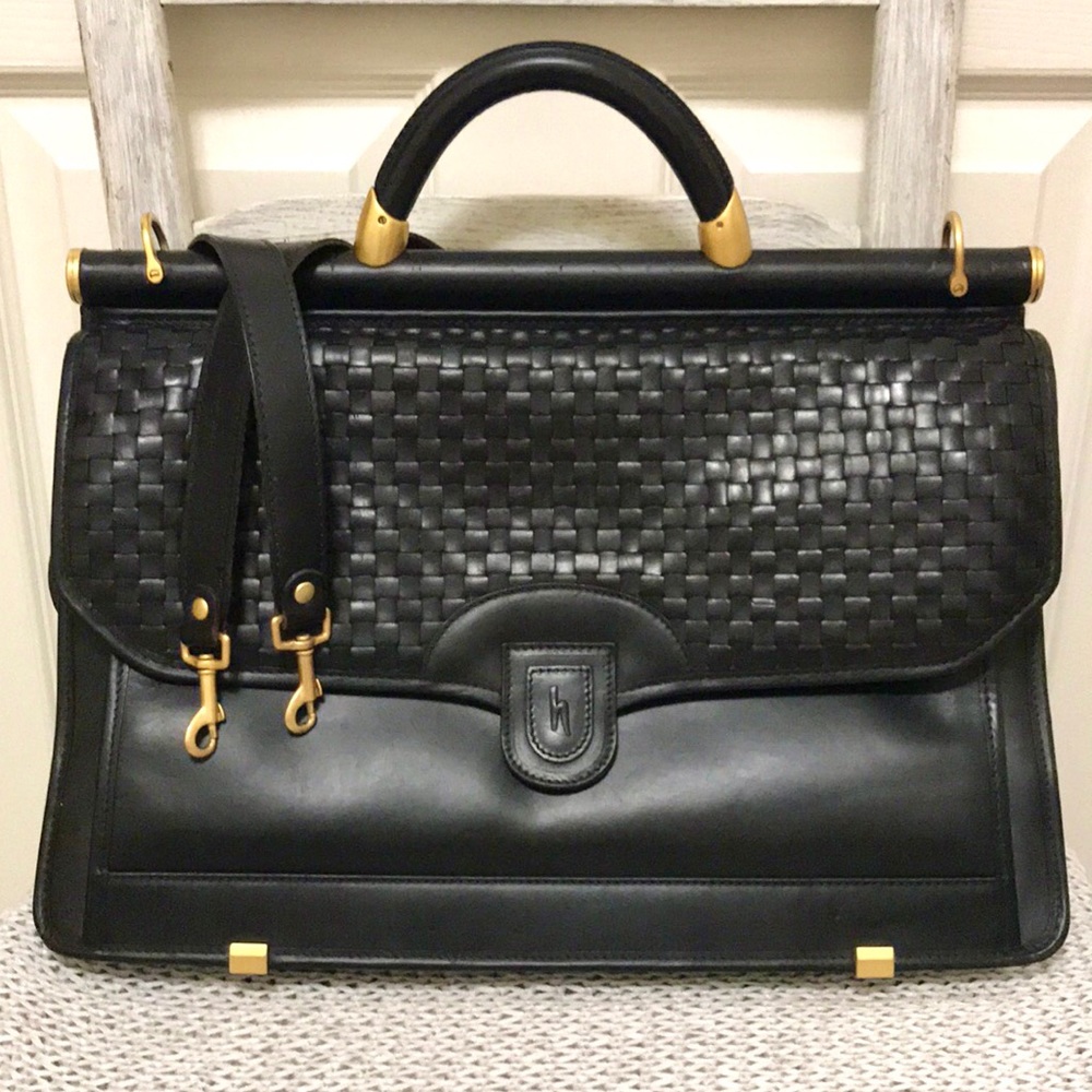 Vintage Hartmann Black Leather Unisex Briefcase